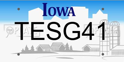 TESG41 Iowa License Plate