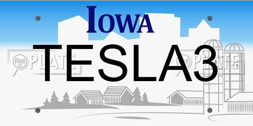 TESLA3 Iowa License Plate