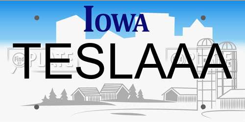 TESLAAA Iowa License Plate
