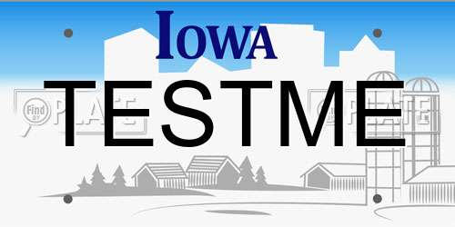 TESTME Iowa License Plate