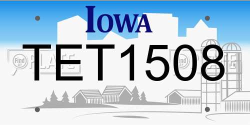 TET1508 Iowa License Plate