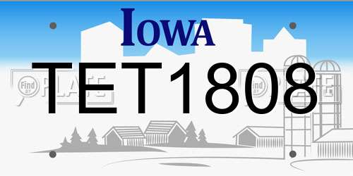 TET1808 Iowa License Plate