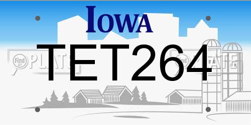 TET264 Iowa License Plate