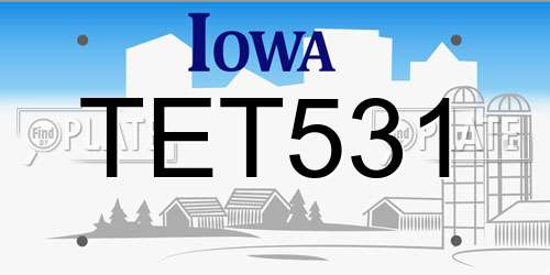 TET531 Iowa License Plate