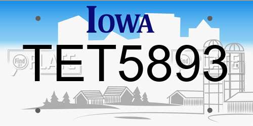 TET5893 Iowa License Plate