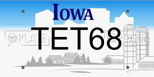 TET68 Iowa License Plate