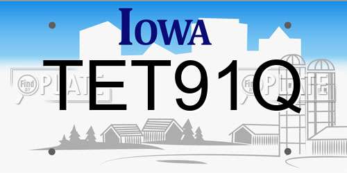TET91Q Iowa License Plate
