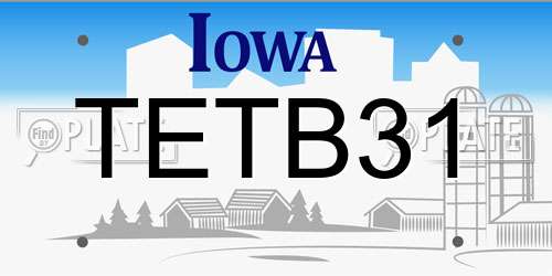 TETB31 Iowa License Plate