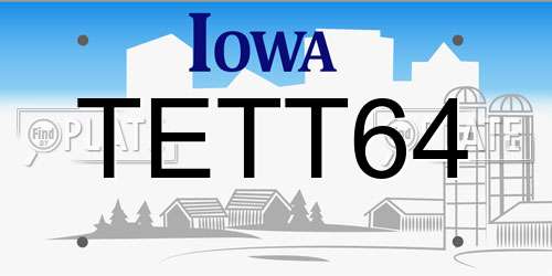 TETT64 Iowa License Plate
