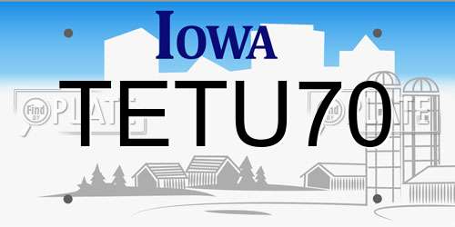 TETU70 Iowa License Plate