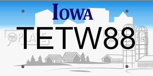 TETW88 Iowa License Plate
