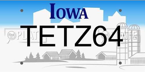 TETZ64 Iowa License Plate