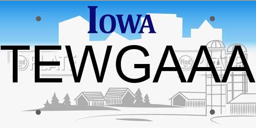 TEWGAAA Iowa License Plate