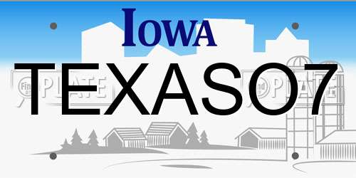 TEXASO7 Iowa License Plate