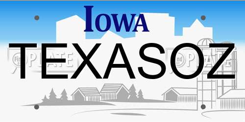 TEXASOZ Iowa License Plate