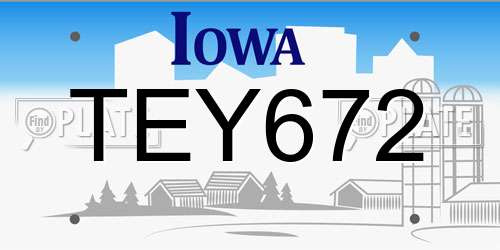 TEY672 Iowa License Plate