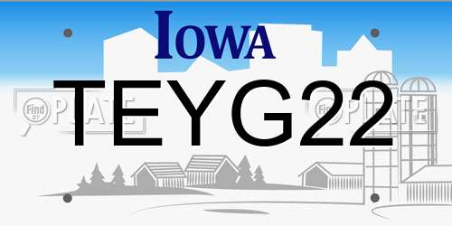 TEYG22 Iowa License Plate