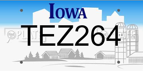 TEZ264 Iowa License Plate