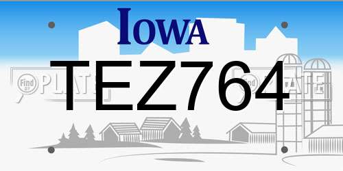 TEZ764 Iowa License Plate