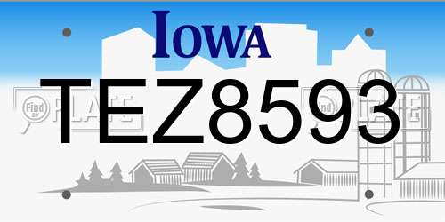TEZ8593 Iowa License Plate