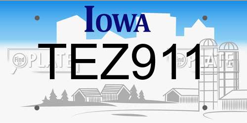 TEZ911 Iowa License Plate