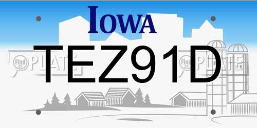 TEZ91D Iowa License Plate