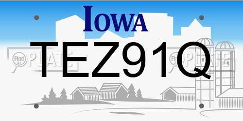 TEZ91Q Iowa License Plate