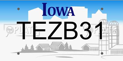 TEZB31 Iowa License Plate