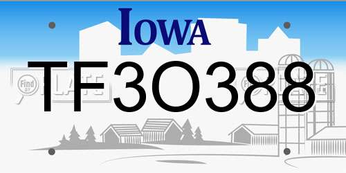TF3O388 Iowa License Plate