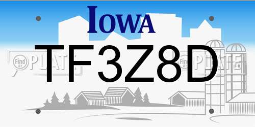 TF3Z8D Iowa License Plate