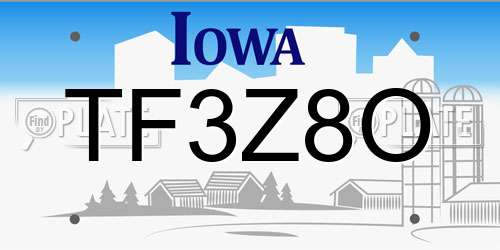 TF3Z8O Iowa License Plate