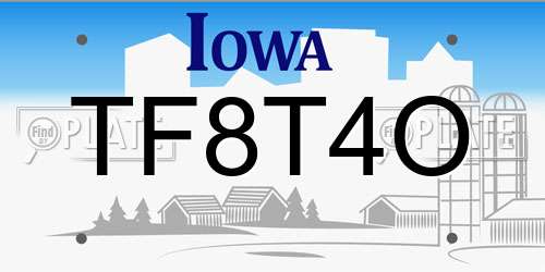TF8T4O Iowa License Plate