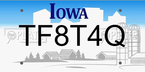 TF8T4Q Iowa License Plate
