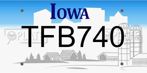 TFB740 Iowa License Plate