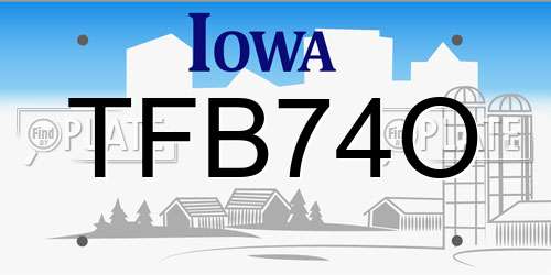 TFB74O Iowa License Plate