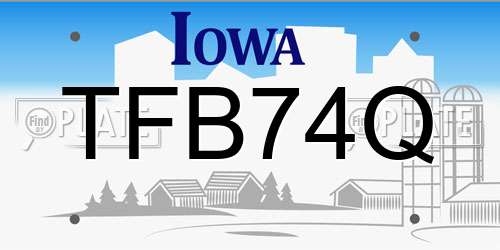 TFB74Q Iowa License Plate