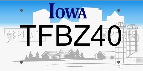 TFBZ40 Iowa License Plate