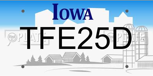 TFE25D Iowa License Plate