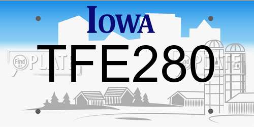 TFE280 Iowa License Plate