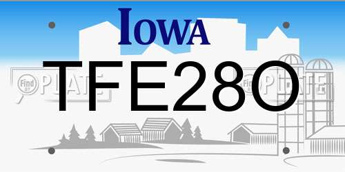 TFE28O Iowa License Plate