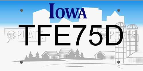TFE75D Iowa License Plate