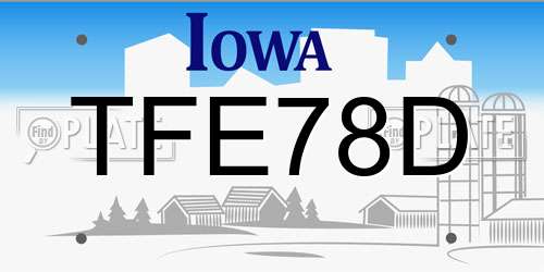 TFE78D Iowa License Plate