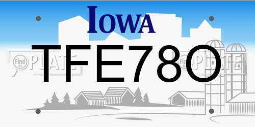 TFE78O Iowa License Plate