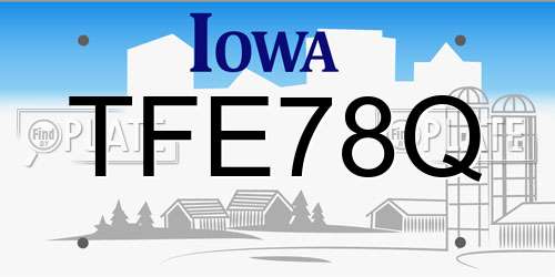 TFE78Q Iowa License Plate