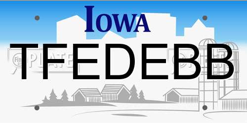 TFEDEBB Iowa License Plate