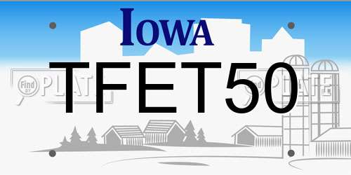 TFET50 Iowa License Plate
