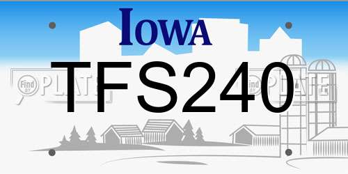 TFS240 Iowa License Plate