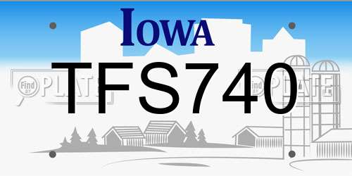 TFS740 Iowa License Plate