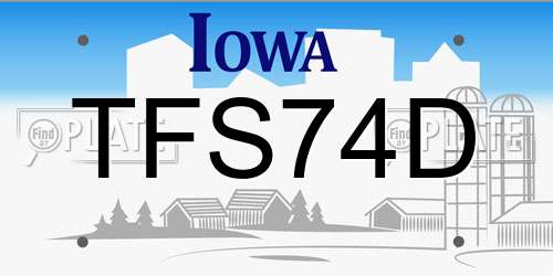 TFS74D Iowa License Plate