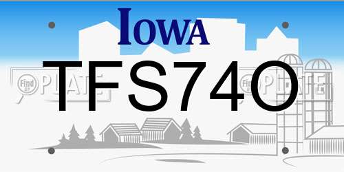TFS74O Iowa License Plate